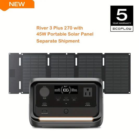 ECOFLOW 268Wh River 3 Plus 270 Portable Power Station With 45W Portable Solar Panel