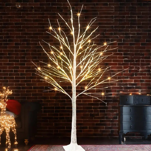 6 Ft Birch Tree with 144 LED Fairy Lights for Decoration Inside Outside