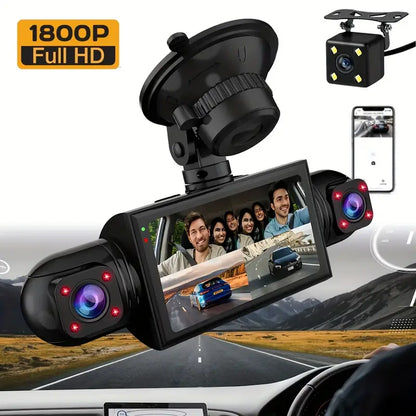 180° Full HD 4-Way Car Dash Cam with 360° Rotatable Lens
